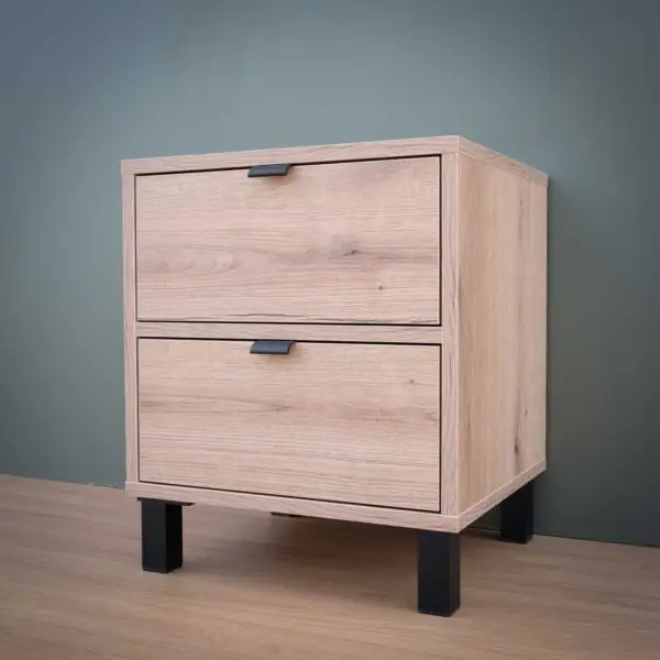 URBAN Coast Oak 2 Drawer Bedside Cabinet - Image 3