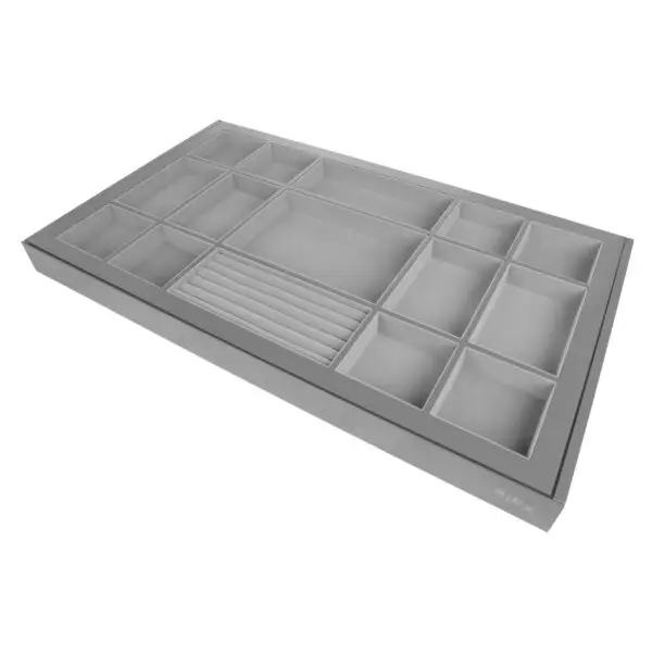 Open 80cm wardrobe jewellery drawer with compartments for rings and accessories